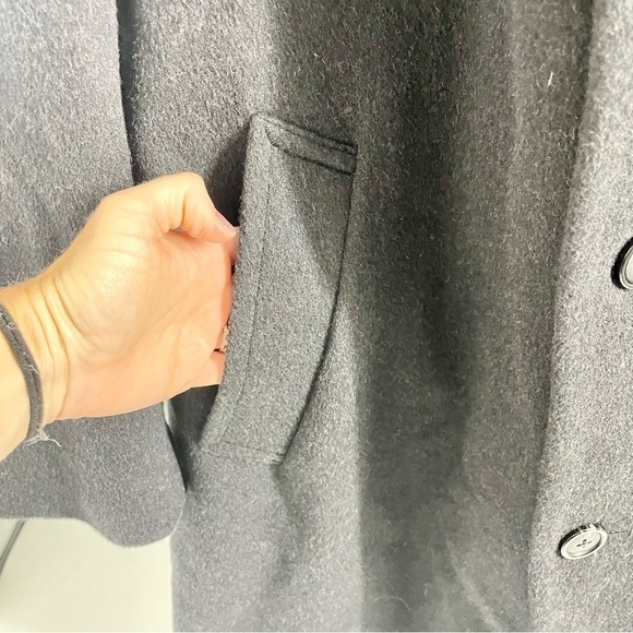 Di Silver Vtg Men's Cashmere Blend Charcoal Black Long Overcoat Sz 44 Reg EUC - Picture 7 of 14
